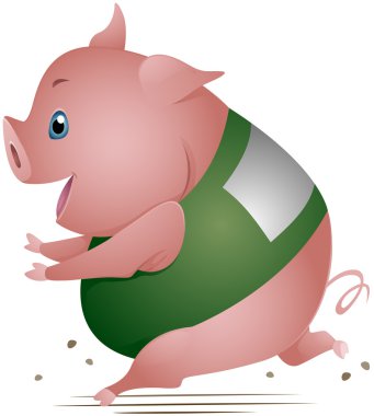 Pig Running clipart