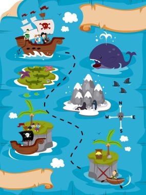 Detailed Treasure Map clipart