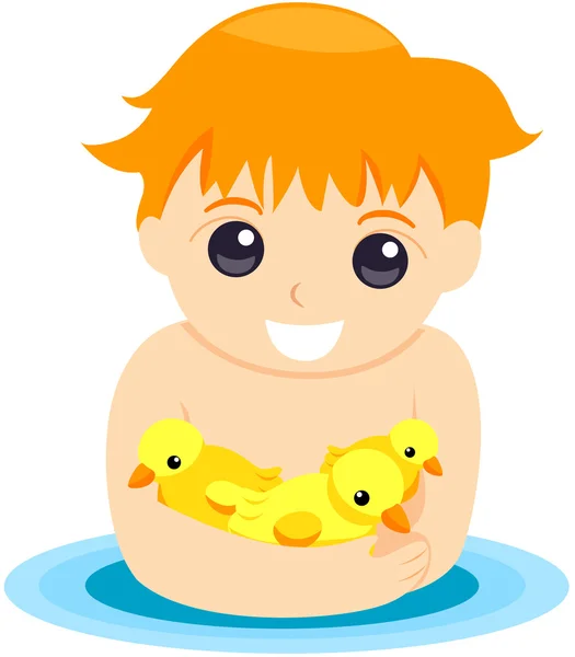 Kid and Rubber Ducks — Stock Photo, Image