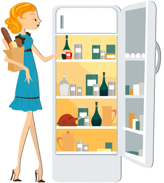 Kühlschrank bestücken — Stockfoto