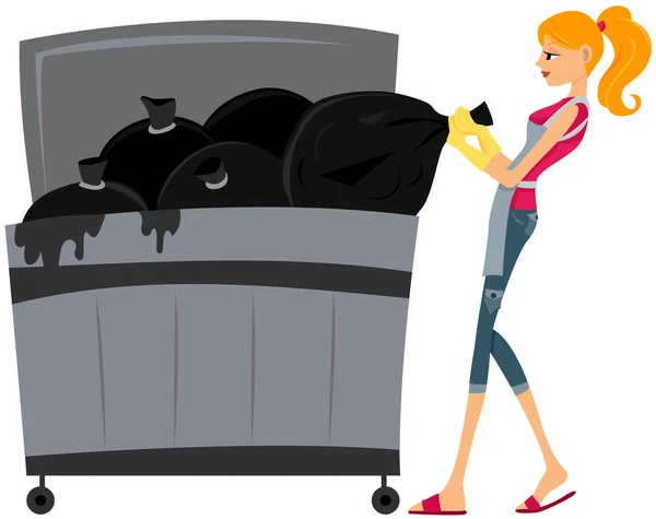 Putting Garbage in Dumpster — Stock Photo, Image