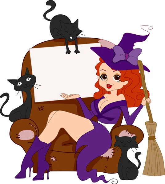 Plakát dívka witch — Stock fotografie