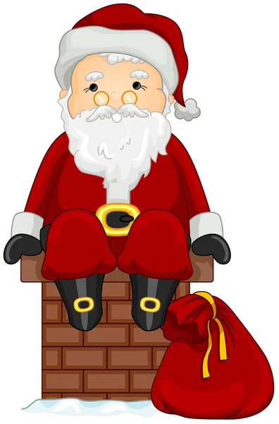 Santa på skorstenen — Stockfoto