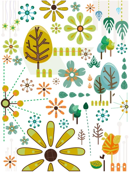 Nature Doodles in Retro Colors — Stock Photo, Image