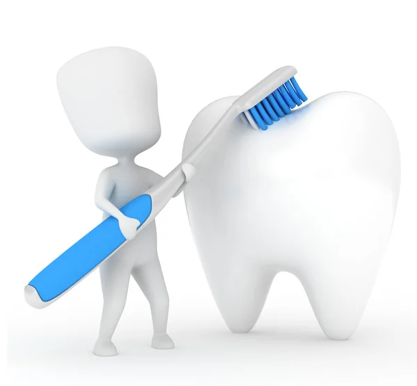 Adam bir diş fırçalama — Stok fotoğraf