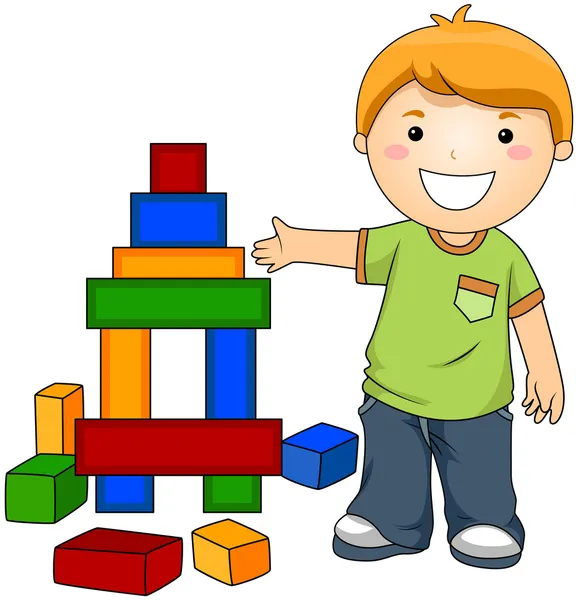 Chlapec s hračka bloky — Stock fotografie
