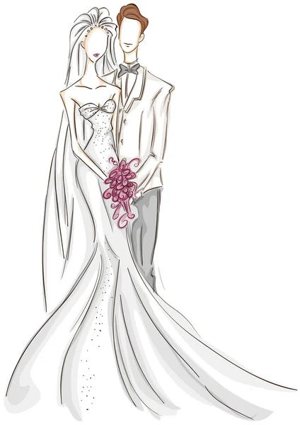 Bride and Groom Sketch — Stock Photo, Image
