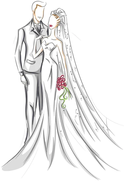 Bruid en bruidegom schets — Stockfoto