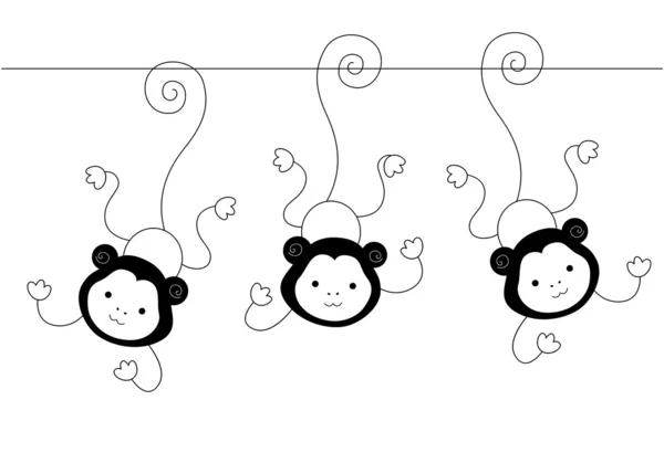 3 małpki — Zdjęcie stockowe
