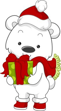 Polar Bear Gift clipart