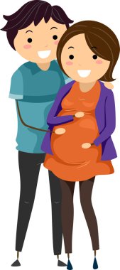 Pregnant Stickwoman and Husband clipart