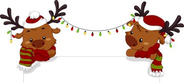 reindeers Noel kartı