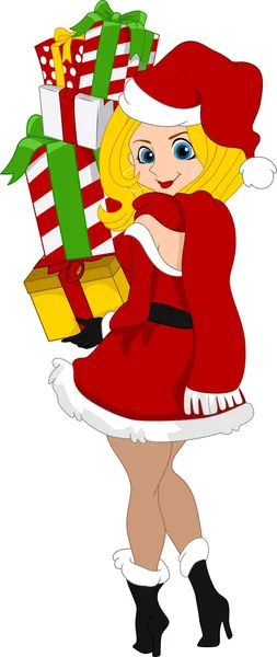 Pinup Mädchen Weihnachtsmann — Stockfoto