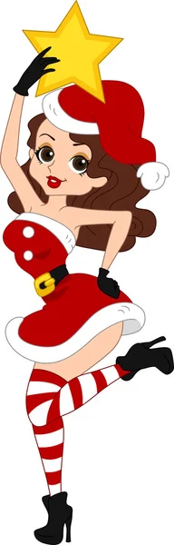 Pinup Chica Estrella de Navidad — Foto de Stock