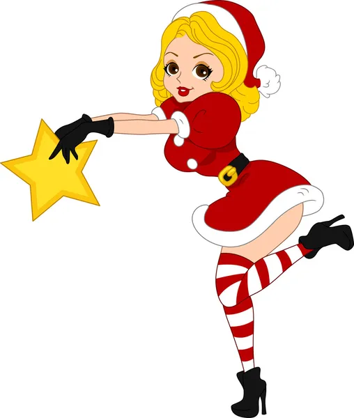 Pinup Girl Christmas Star — Stock Photo, Image