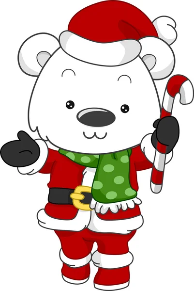 Eisbär-Weihnachtsmann — Stockfoto