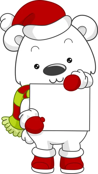 Placa de Natal de Urso Polar — Fotografia de Stock