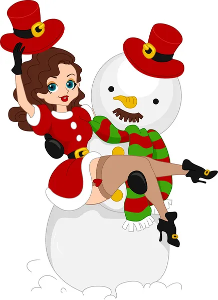 Pinup menina boneco de neve — Fotografia de Stock