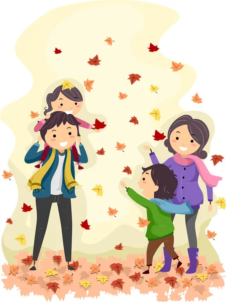 Осенняя семья — стоковое фото