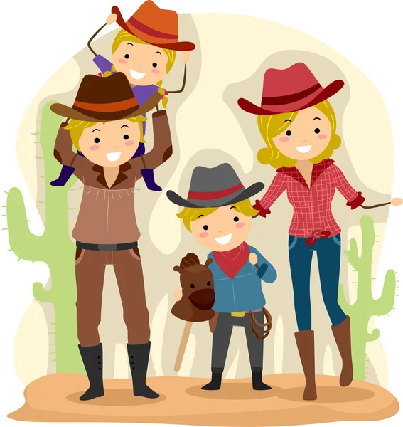 Cowboy-Familie — Stockfoto