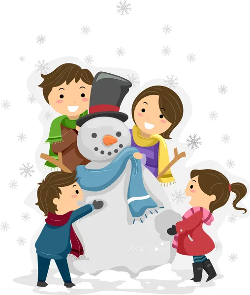 Sneeuwpop familie — Stockfoto
