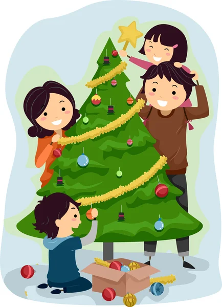 Familie kerstboom — Stockfoto