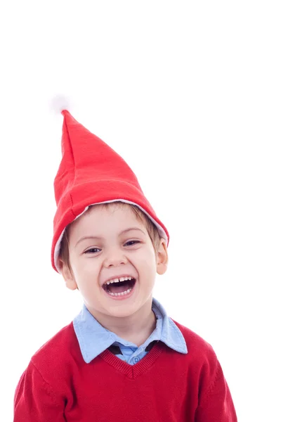 Lachender kleiner Weihnachtsmann — Stockfoto