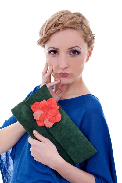 Female Model holding purse — Stock Photo, Image
