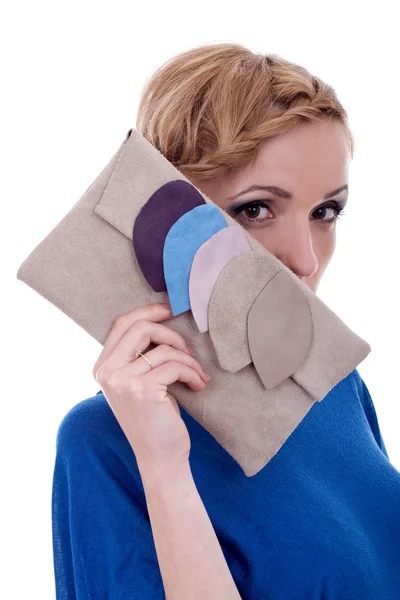 Frau mit Luxus-Mode-Handtasche — Stockfoto