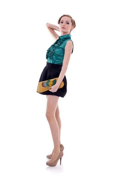 Modelo segurando pequena bolsa — Fotografia de Stock