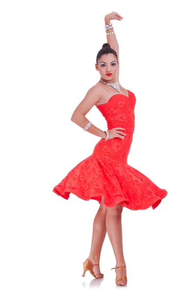 Dame dragen rode jurk — Stockfoto