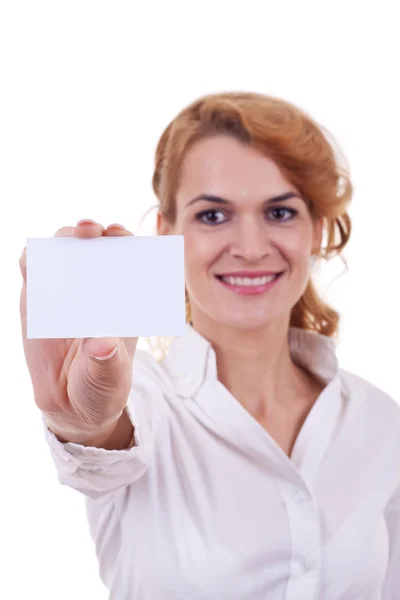 Presenting business card — Stock Photo, Image