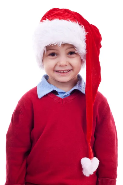 Little boy in santa hat Stock Photo