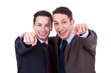 Businesss men pointing to you clipart