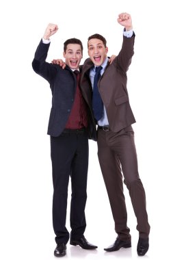 Two business men winning clipart