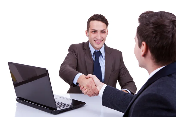 Business men reaching to an agreement — Stock Photo, Image