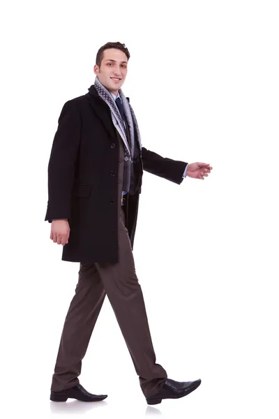 Side view of a walking business man — Stock Photo, Image