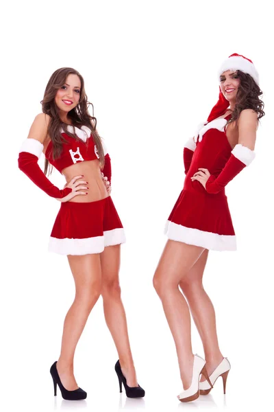Sexy Weihnachtsfrauen posieren — Stockfoto