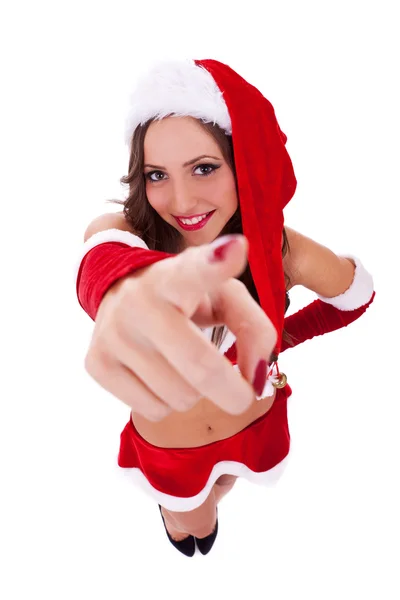 Sexy santa pointing to you — Stock Photo, Image