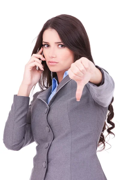 Business woman with thumb down — Stock Photo, Image