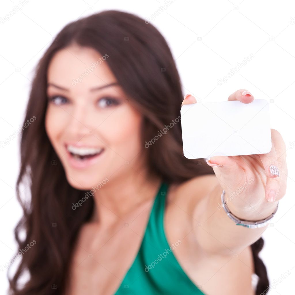 Female holding credit card