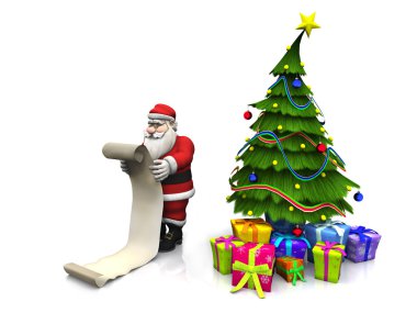 Toon Santa holding long wishlist. clipart