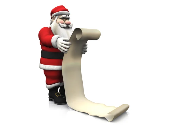 Noel Baba uzun wishlist holding karikatür. — Stok fotoğraf