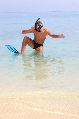 Diver with Tube and mask for a scuba diving