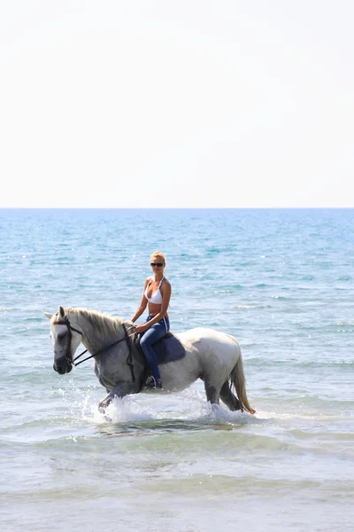 Fiatal lovas a strandon — Stock Fotó