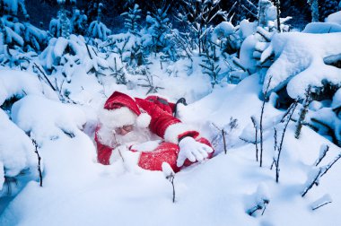 Santa lost in forest clipart