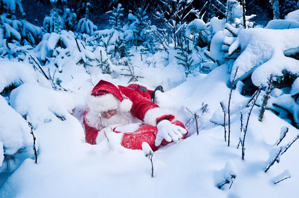 Papai Noel perdido na floresta — Fotografia de Stock