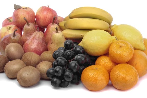 Mixed fruit on basket over white background — Stock Photo, Image