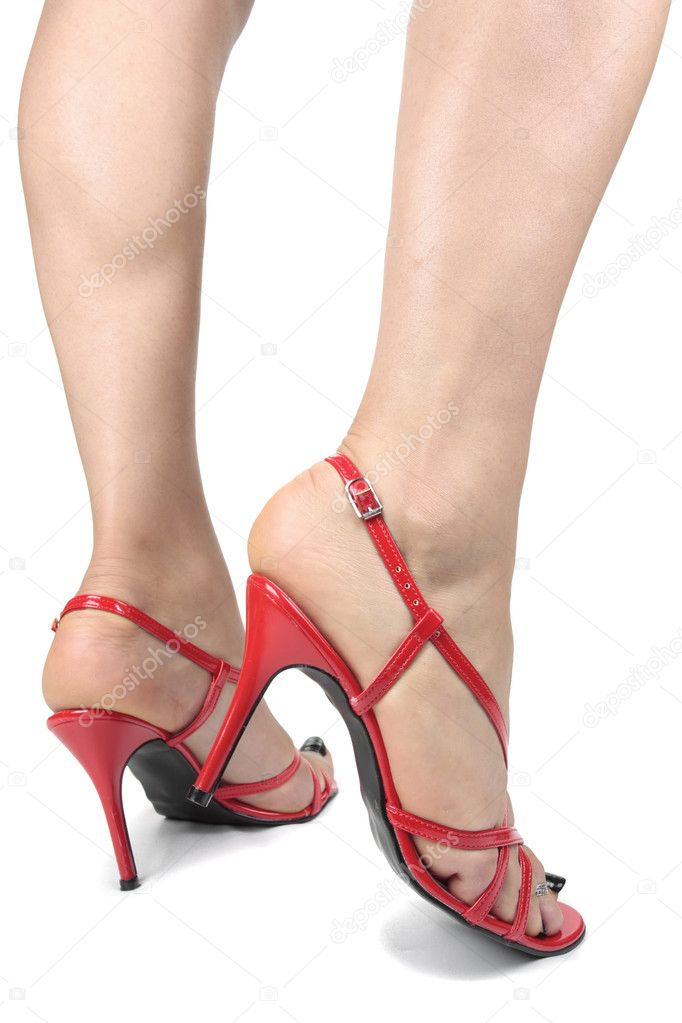 Beautiful woman legs wearing heel shoes & tights