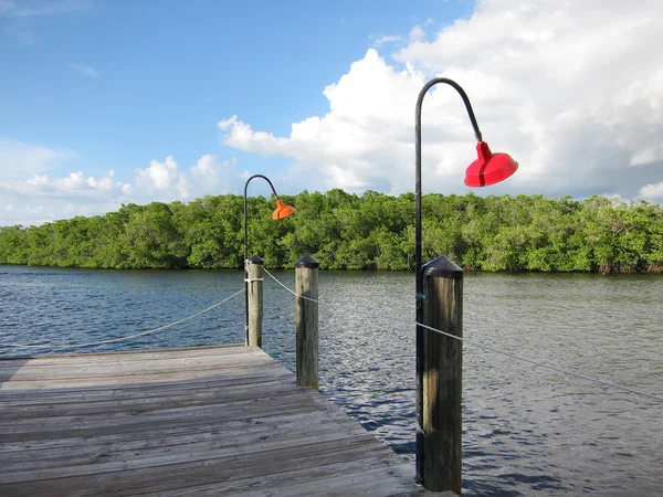 Old wooden boat dock in Naples Florida — Stock Photo, Image